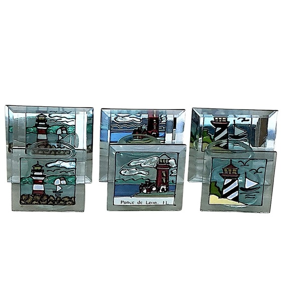 Lighthouses Vintage Assorted Candle Holders Stained Art Glass Nautical Decor 3 - Picture 7 of 15
